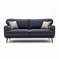 Fabric sofa with cushions in navy blue 200 x 90 x 80cm