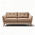 Modern tufted fabric sofa with wooden legs in light beige color 190 x 90 x 85cm