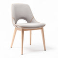 Fabric dining chair with wooden legs and curved backrest in grey 45 x 50 x 80cm