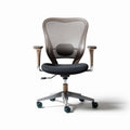 Ergonomic office chair with adjustable height and gray fabric upholstery