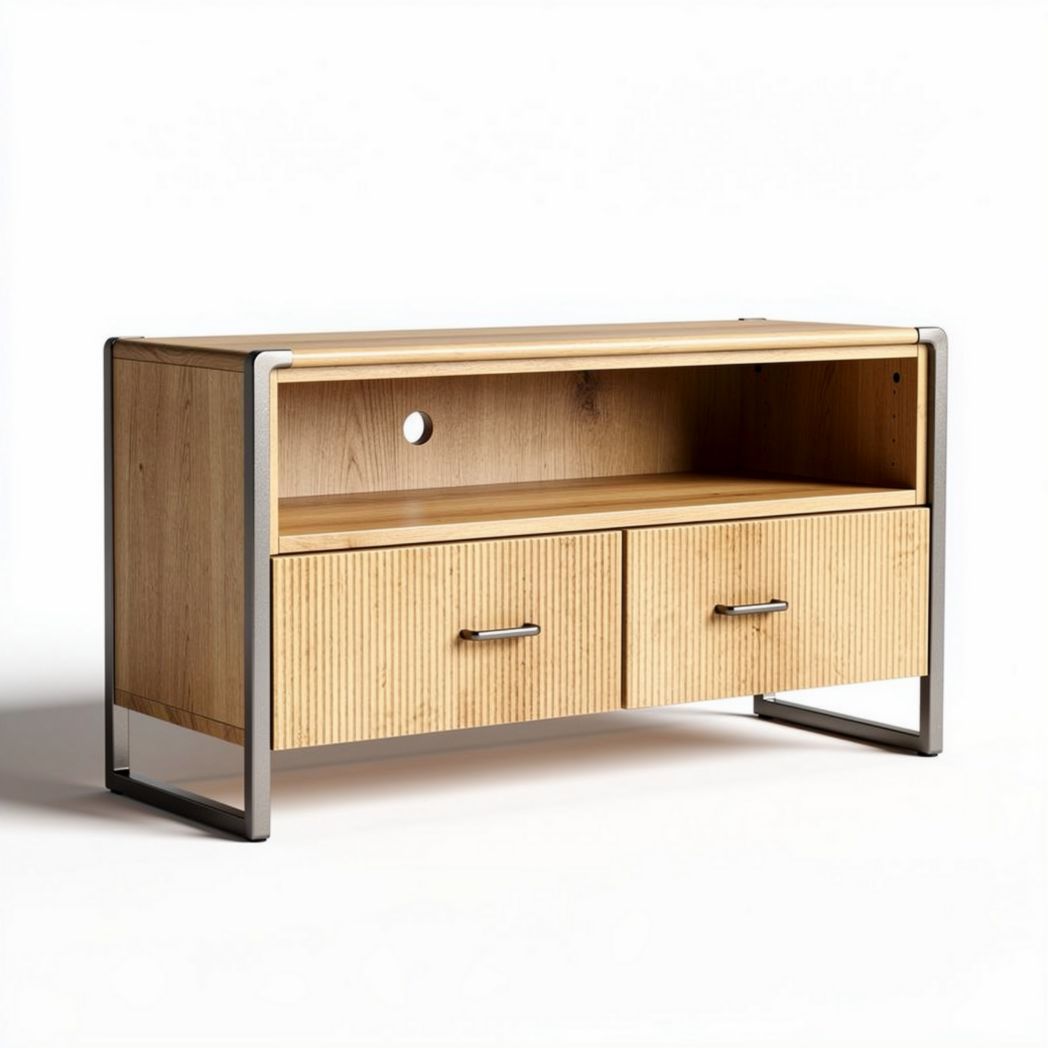 Wooden sideboard with three drawers and two cabinets for storage 120 x 40 x 70cm
