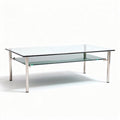 Glass coffee table with chrome frame and lower shelf 120 x 60 x 40cm