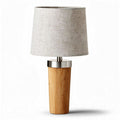 Wooden table lamp with linen shade and stainless steel base 20 x 20 x 40cm