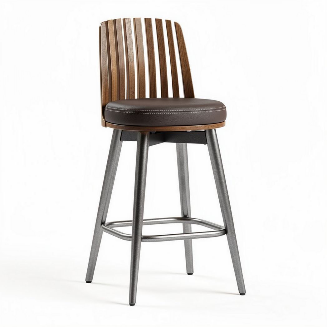 Wooden backrest bar stool with padded seat and metal frame 40 x 40 x 100cm