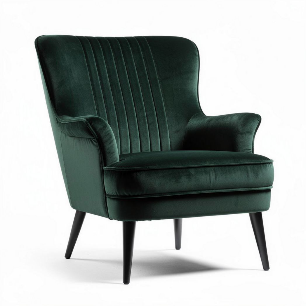 Velvet accent chair with retro design in green 80 x 80 x 90cm