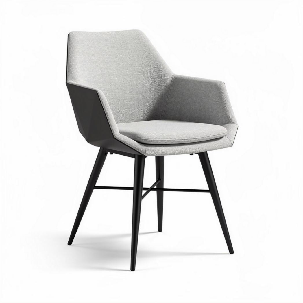 Fabric upholstered dining chair with black metal legs 60 x 60 x 85cm