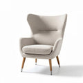 Fabric armchair with wooden legs in beige 80 x 75 x 100cm for living room
